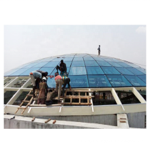 Double layers hollow laminated tempered glass roof with steel frame structure